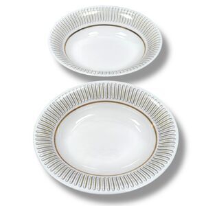 Royal Albert Capri Vegetable Dishes / Bowls White Gold Oval Bone China Lot of 2